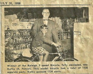 Winning the Bike in July 1958