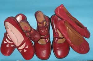 Four pairs of red shoes